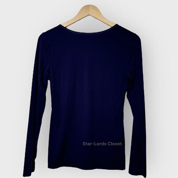 Banana Republic Medium Purple Pleated Neck Blouse Long Sleeve Stretch Pullover - Picture 6 of 6